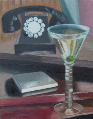 Still Life with an Olive / oil on cardboard / 28 x 35,5 cm / 2016
